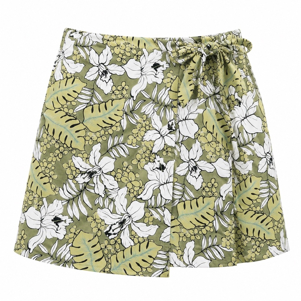 Charter Club Olive Green Floral Mini Skirt